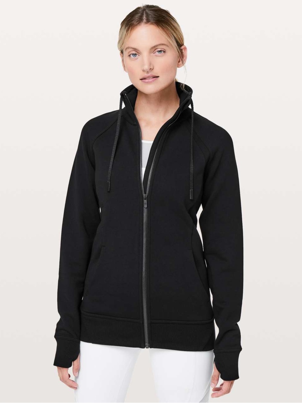 Lululemon Huddle And Hustle Zip Up Jacket Pockets Black Size 6